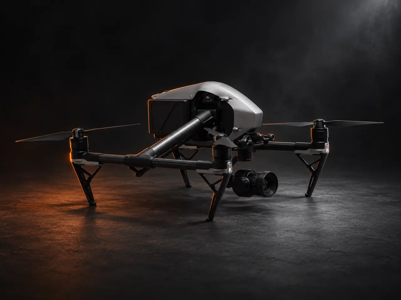 DJI Inspire 2 с камерой Zenmuse X7 на темном фоне