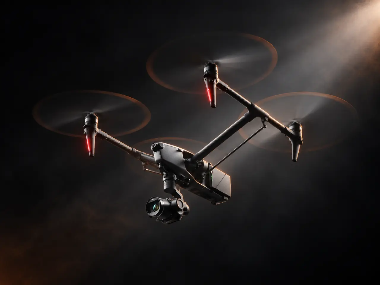 DJI Inspire 3 с камерой Zenmuse X9 на темном фоне